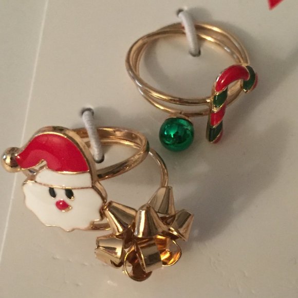 H&M 7x Christmas Rings S/M or M/L - Santa Bow Tree - Picture 2 of 9